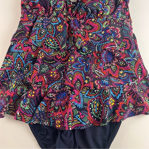 NWT Swim Solutions Womens Floral Tummy Control Tankini Swimsuit - Picture 4 of 9